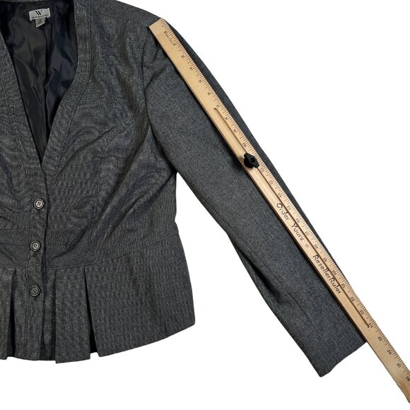 Women's Worthington Black Gray White Chevron Stripe Button Pleated L/S Jacket 16 - Picture 6 of 11